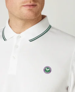 Wimbledon Mens Square Performance Polo - White- Tops & T-Shirts|Polo Shirts