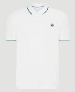 Wimbledon Mens Square Performance Polo - White- Tops & T-Shirts|Polo Shirts