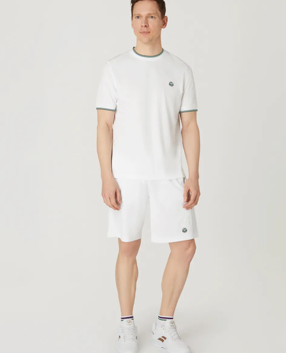 Wimbledon Mens Square Performance T-Shirt - White- Tops & T-Shirts|T-Shirts