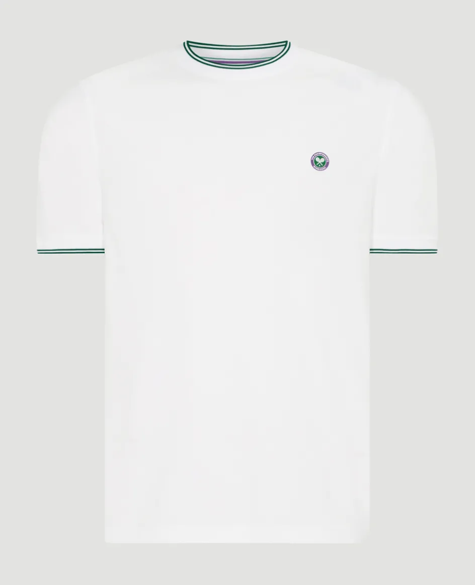 Wimbledon Mens Square Performance T-Shirt - White- Tops & T-Shirts|T-Shirts