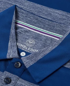 Wimbledon Mens Striped Polo Navy & White- Polo Shirts