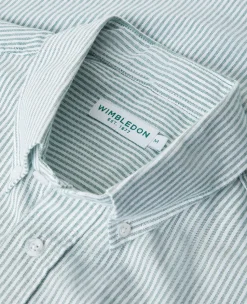 Wimbledon Mens Stripe Shirt - Green- Shirts