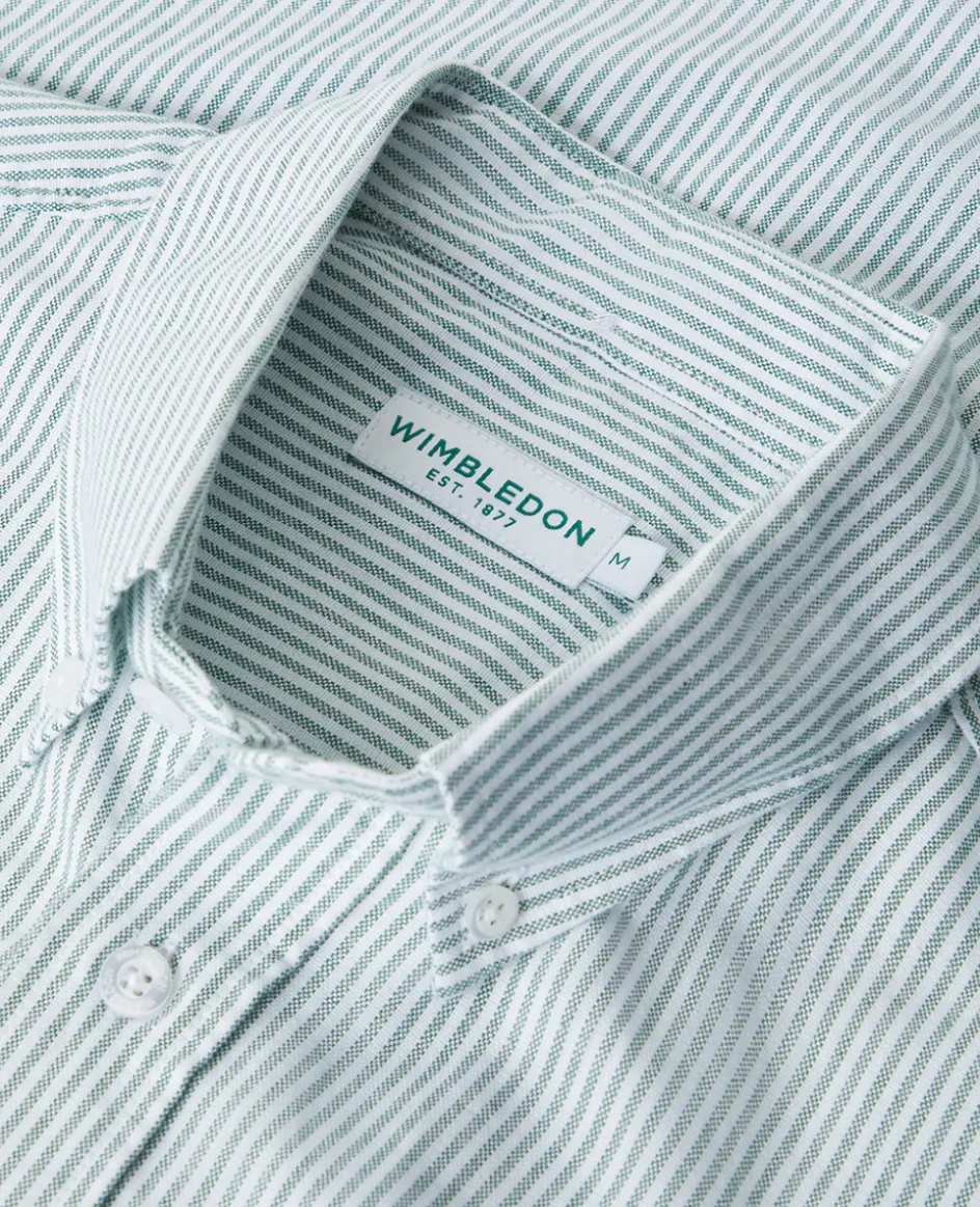 Wimbledon Mens Stripe Shirt - Green- Shirts