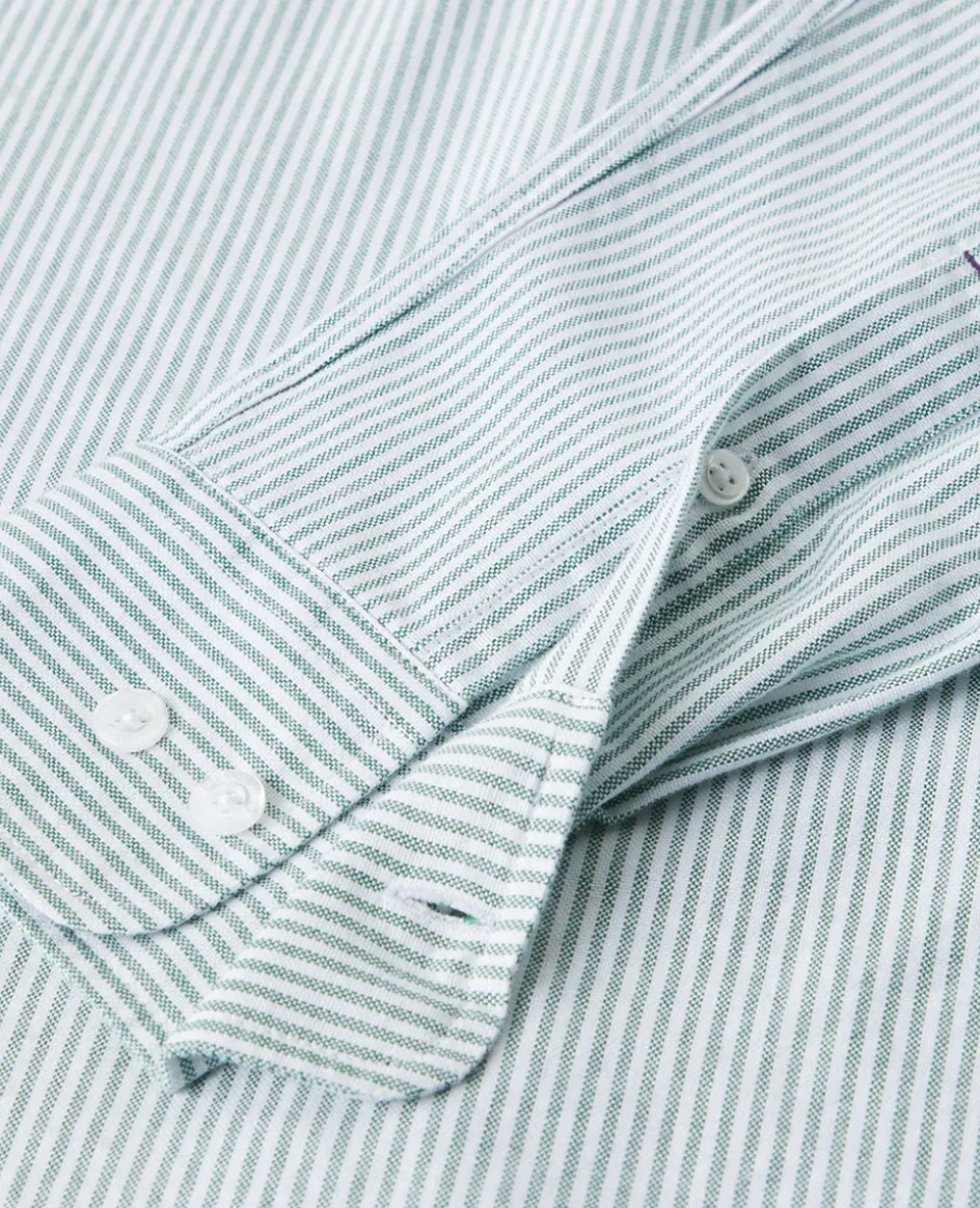 Wimbledon Mens Stripe Shirt - Green- Shirts