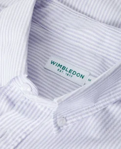 Wimbledon Mens Stripe Shirt - Lilac- Shirts