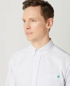 Wimbledon Mens Stripe Shirt - Lilac- Shirts