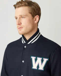 Wimbledon Mens Varsity Jacket - Navy- Jackets & Coats