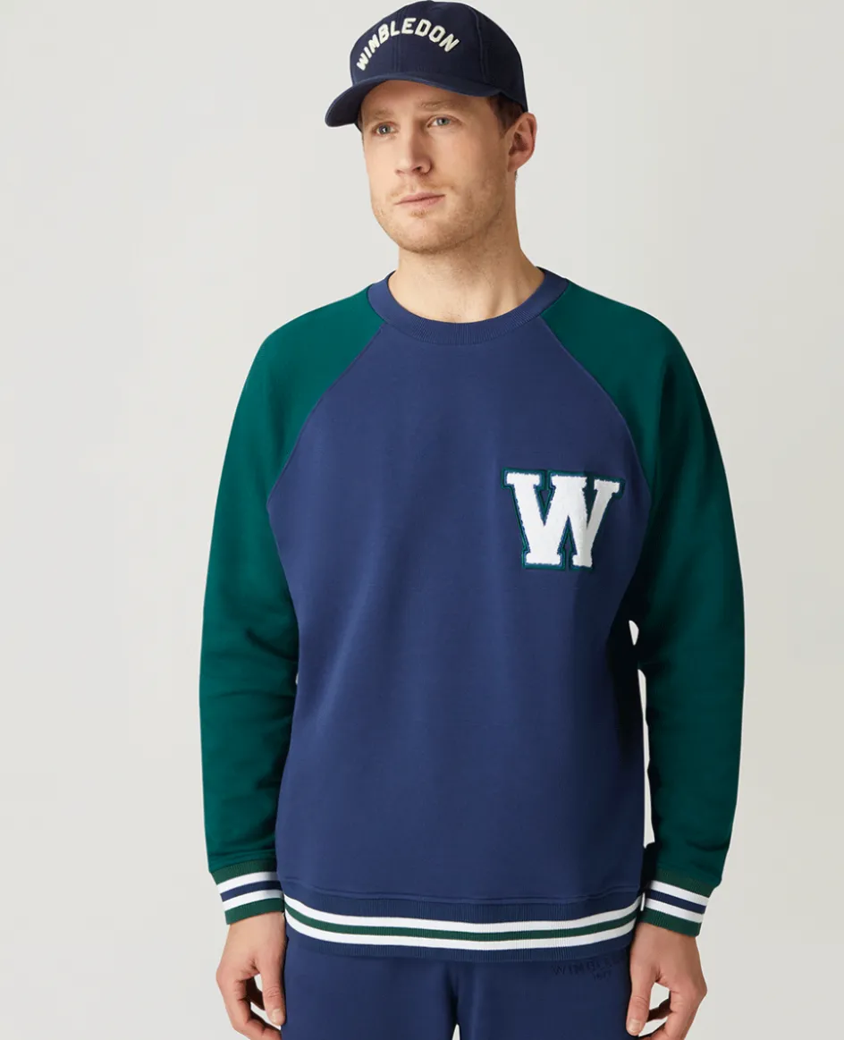 Wimbledon Mens Varsity Sweatshirt - Navy- Sweatshirts & Hoodies