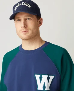 Wimbledon Mens Varsity Sweatshirt - Navy- Sweatshirts & Hoodies