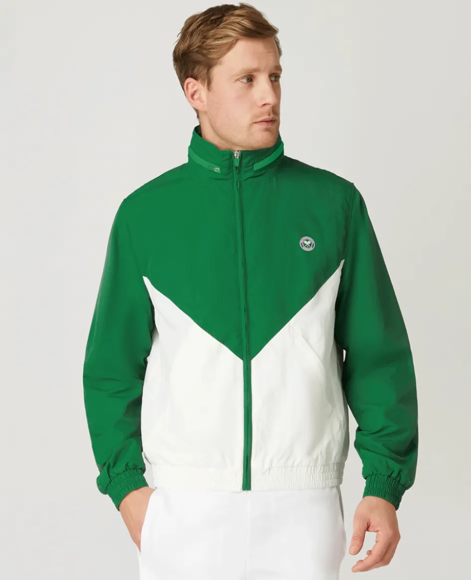 Wimbledon Mens Windbreaker Jacket - Green & White- Jackets & Coats