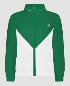 Wimbledon Mens Windbreaker Jacket - Green & White- Jackets & Coats
