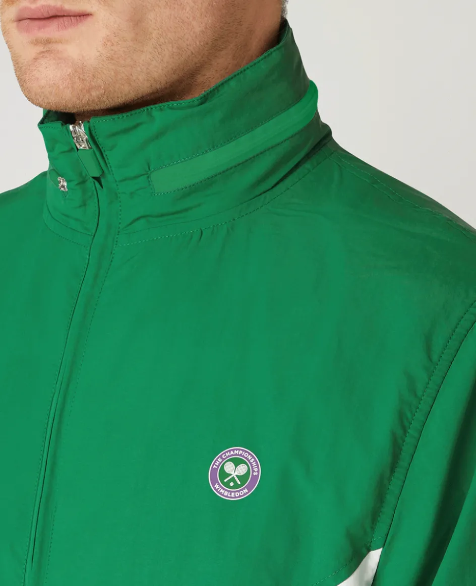 Wimbledon Mens Windbreaker Jacket - Green & White- Jackets & Coats