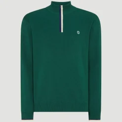Wimbledon Mens 1/4 Zip Knit - Green- Knitwear