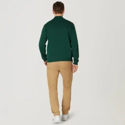 Wimbledon Mens 1/4 Zip Knit - Green- Knitwear