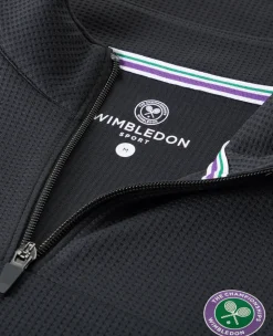Wimbledon Mens 1/4 Zip Longsleeve Top - Black- Sweatshirts & Hoodies|Sweatshirts & Hoodies