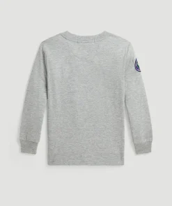 Wimbledon Polo Ralph Lauren Kids Cotton Long-Sleeve Graphic T-Shirt - Grey-Kids Tops & T-Shirts
