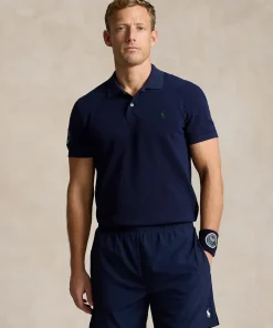 Wimbledon Polo Ralph Lauren Mens Cotton Polo-Collar Sweater - Navy- Knitwear