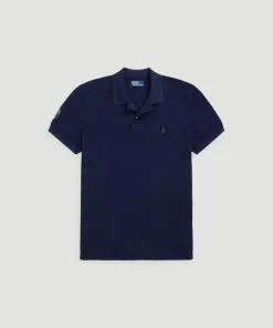 Wimbledon Polo Ralph Lauren Mens Cotton Polo-Collar Sweater - Navy- Knitwear