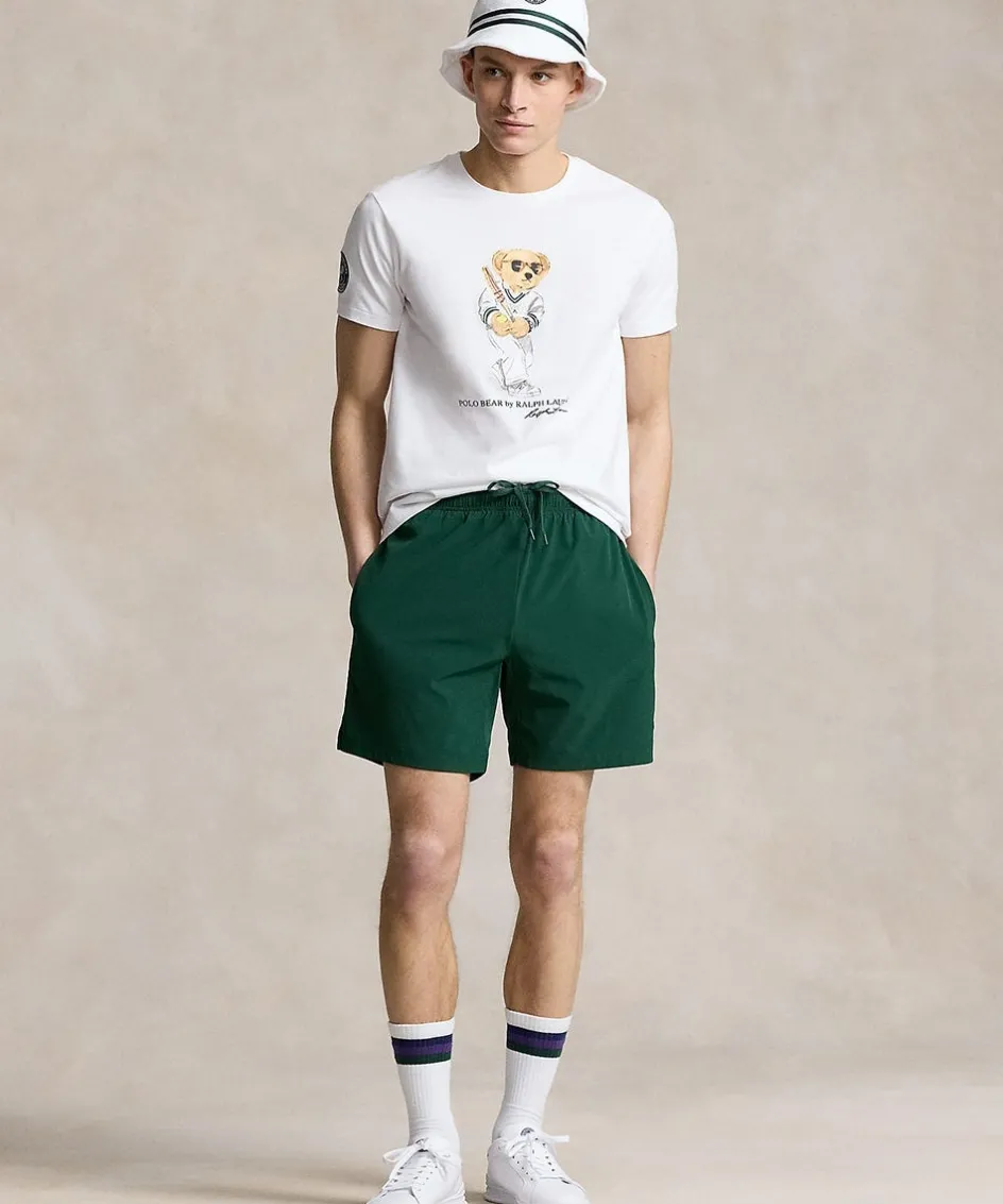 Wimbledon Polo Ralph Lauren Mens Custom Slim Polo Bear T-Shirt - White- T-Shirts