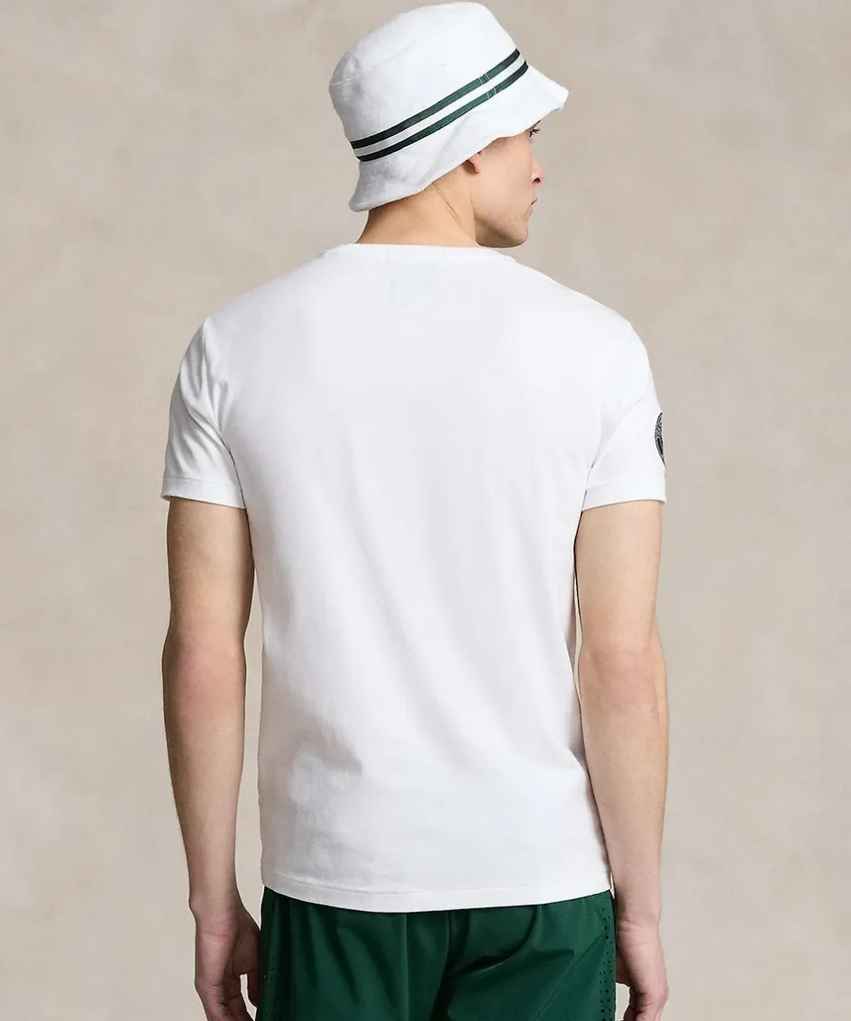 Wimbledon Polo Ralph Lauren Mens Custom Slim Polo Bear T-Shirt - White- T-Shirts
