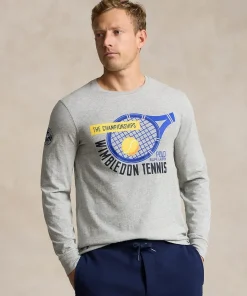 Wimbledon Polo Ralph Lauren Mens Custom Slim Fit T-Shirt - Grey- T-Shirts