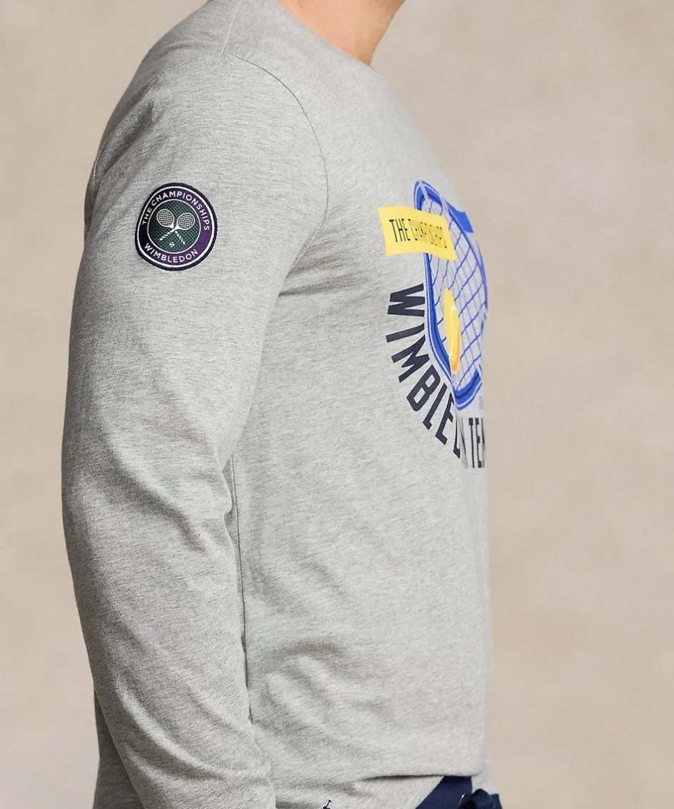 Wimbledon Polo Ralph Lauren Mens Custom Slim Fit T-Shirt - Grey- T-Shirts