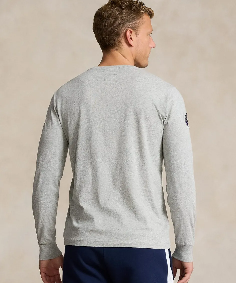 Wimbledon Polo Ralph Lauren Mens Custom Slim Fit T-Shirt - Grey- T-Shirts