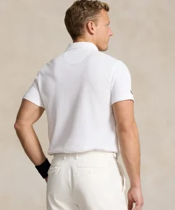Wimbledon Polo Ralph Lauren Mens Custom Slim Fit Polo Shirt - White- Polo Shirts