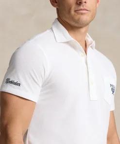 Wimbledon Polo Ralph Lauren Mens Custom Slim Fit Polo Shirt - White- Polo Shirts
