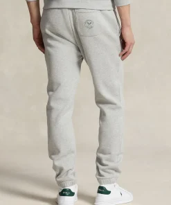 Wimbledon Polo Ralph Lauren Mens Fleece Graphic Sweatpant - Grey- Trousers & Shorts