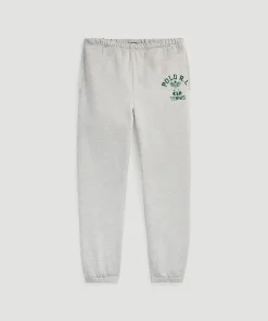 Wimbledon Polo Ralph Lauren Mens Fleece Graphic Sweatpant - Grey- Trousers & Shorts