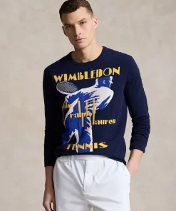 Wimbledon Polo Ralph Lauren Mens Graphic Sweater - Navy- Knitwear