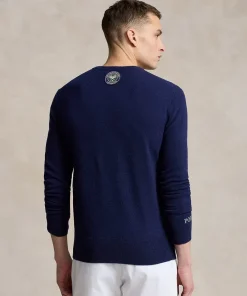 Wimbledon Polo Ralph Lauren Mens Graphic Sweater - Navy- Knitwear