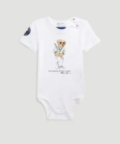 Wimbledon Polo Ralph Lauren Teddy Bear Babygrow - White-Kids Baby Grows