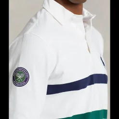 Wimbledon Polo Ralph Lauren Two Stripe Rugby Shirt - White- Shirts