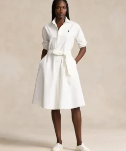 Wimbledon Polo Ralph Lauren Womens Cotton Oxford Shirtdress - White-Women Dresses & Skirts