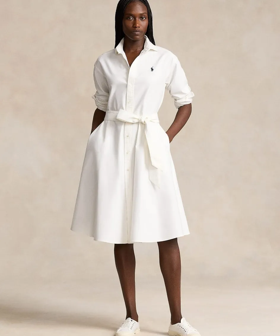 Wimbledon Polo Ralph Lauren Womens Cotton Oxford Shirtdress - White-Women Dresses & Skirts