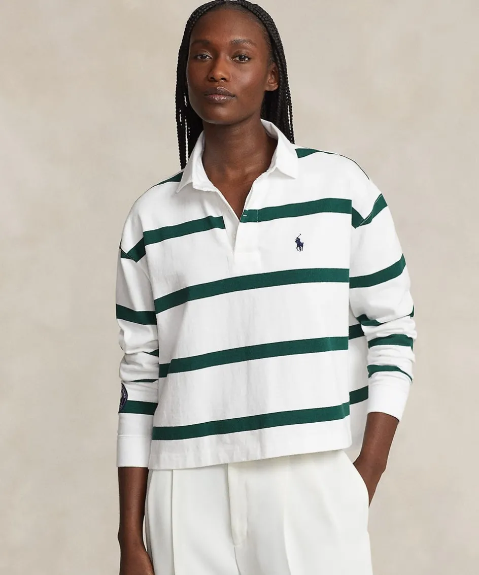 Wimbledon Polo Ralph Lauren Womens Cropped Rubgy Shirt-Women Tops & T-Shirts