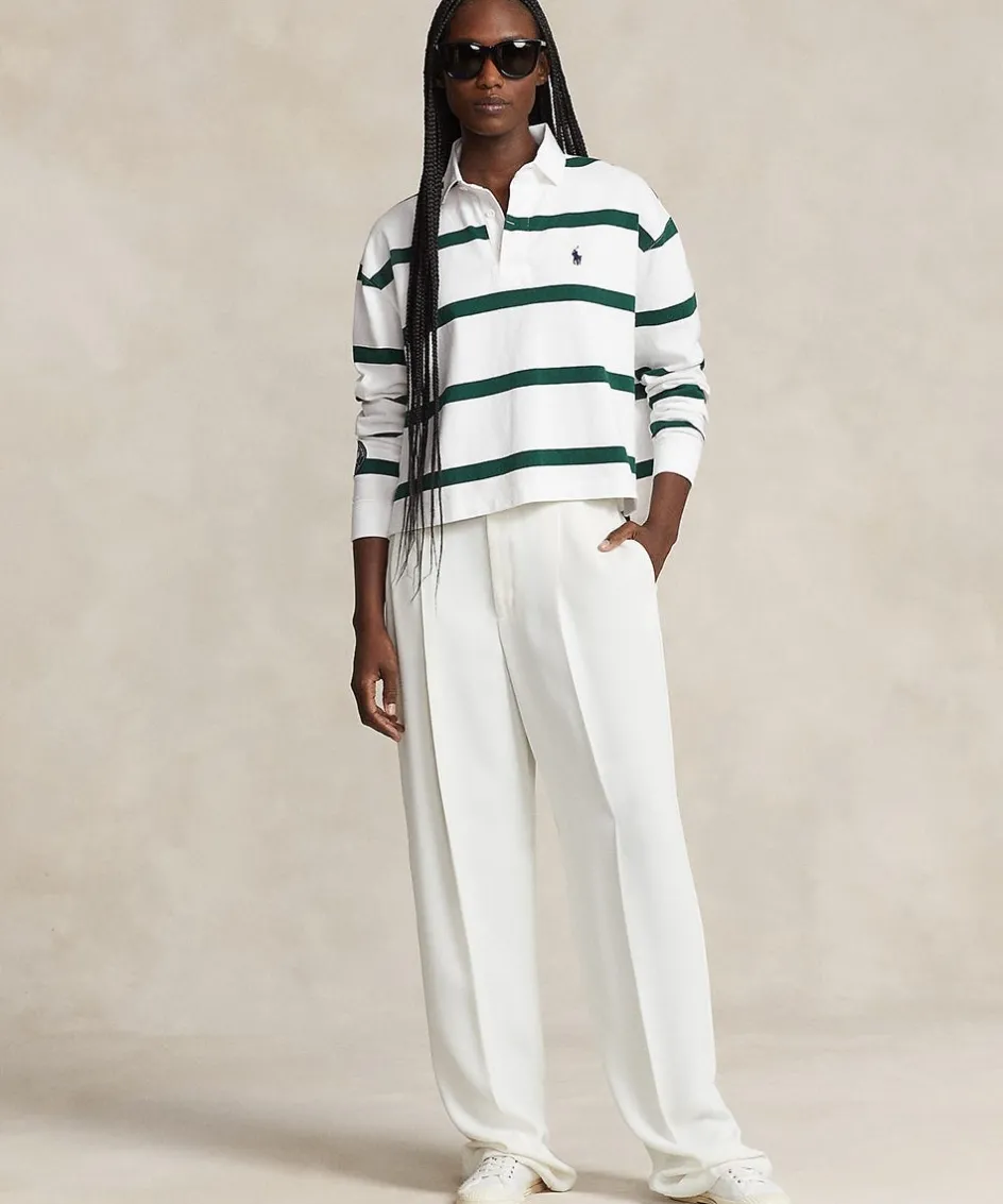Wimbledon Polo Ralph Lauren Womens Cropped Rubgy Shirt-Women Tops & T-Shirts