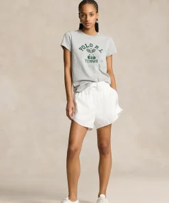 Wimbledon Polo Ralph Lauren Womens Graphic Jersey T-Shirt - Grey-Women Tops & T-Shirts