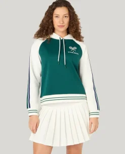 Wimbledon Relaxed Fit Stripe Hoodie in Green-Women Sweatshirts & Hoodies