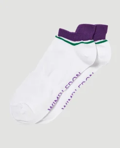 Wimbledon Socks Trainer - White & Purple- Accessories