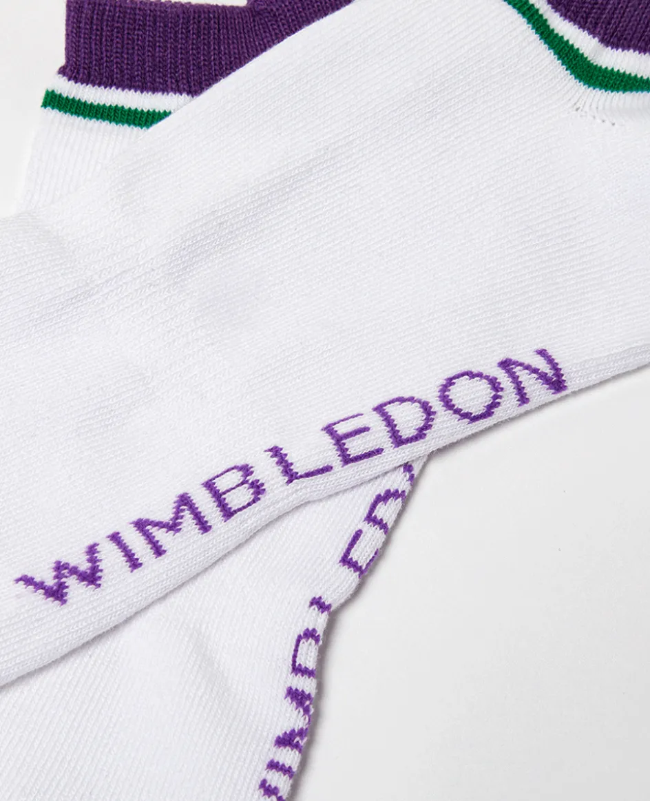 Wimbledon Socks Trainer - White & Purple- Accessories