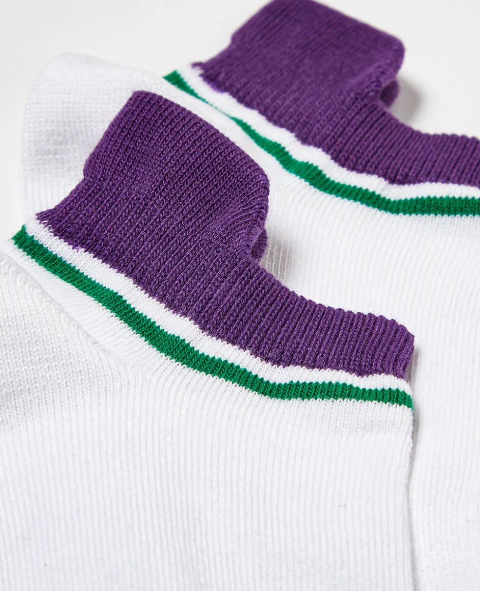 Wimbledon Socks Trainer - White & Purple- Accessories