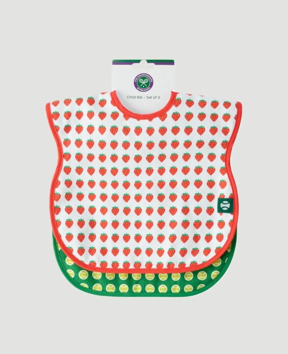 Wimbledon Strawberries & Tennis Balls Cotton Bibs Pack of 2-Kids Bibs