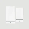 Wimbledon White Cotton Bath and Hand Towel Set with Green Accents- Towels