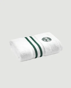 Wimbledon White Cotton Bath and Hand Towel Set with Green Accents- Towels