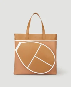 Wimbledon Leather & Canvas Racket Tote Bag - Tan- Tote|Bags