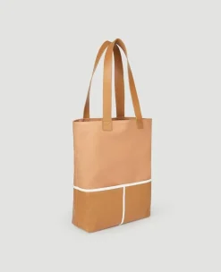 Wimbledon Leather & Canvas Tote Bag - Tan- Tote