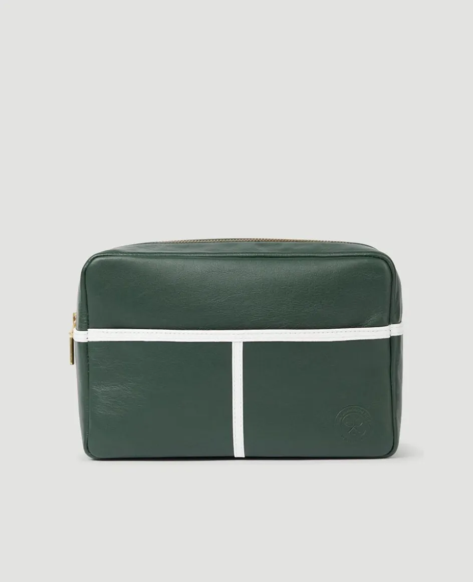 Wimbledon Leather Washbag - Botanical- Travel
